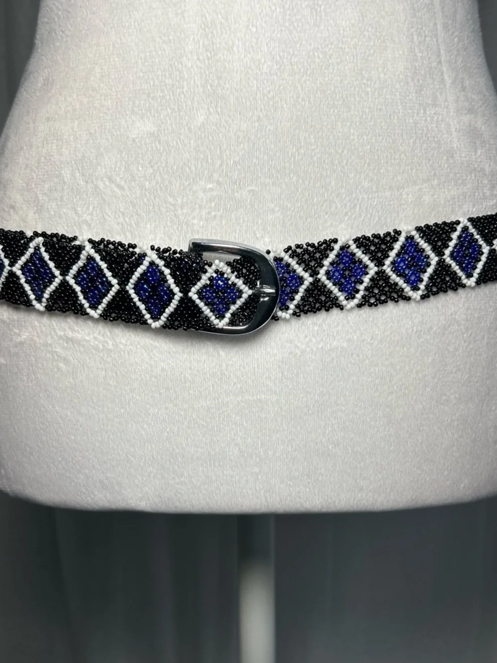Handmade | Beaded Southwestern Style | Belt | Silver Buckle